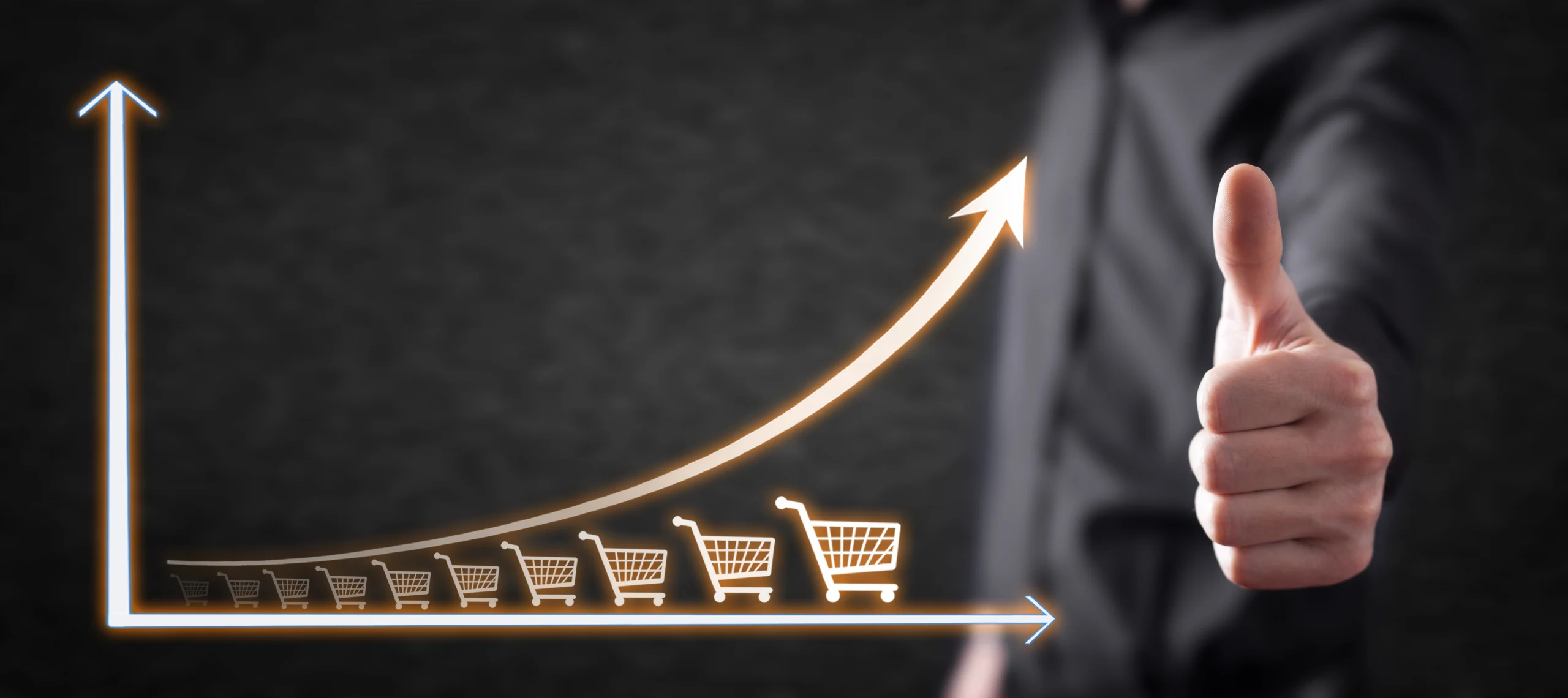 shopping cart growth graph increase sales scaled